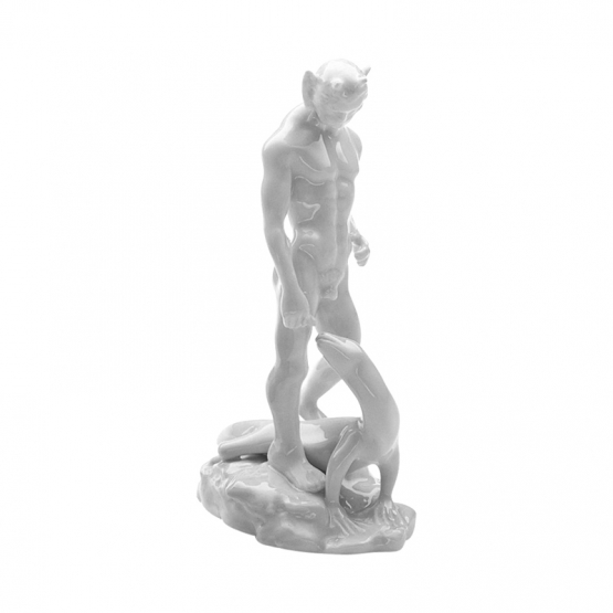 Porcelain figurines ✹ Pan standing, white glazed