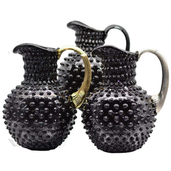 jug with gold handle black hobnail