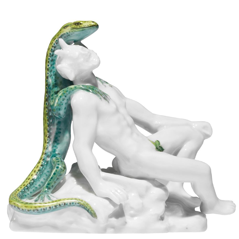 Porcelain figurines ✹ Pan lying, colorful