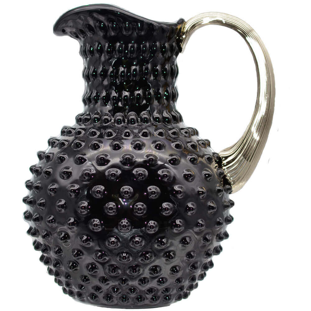 jug with platinum handle black hobnail