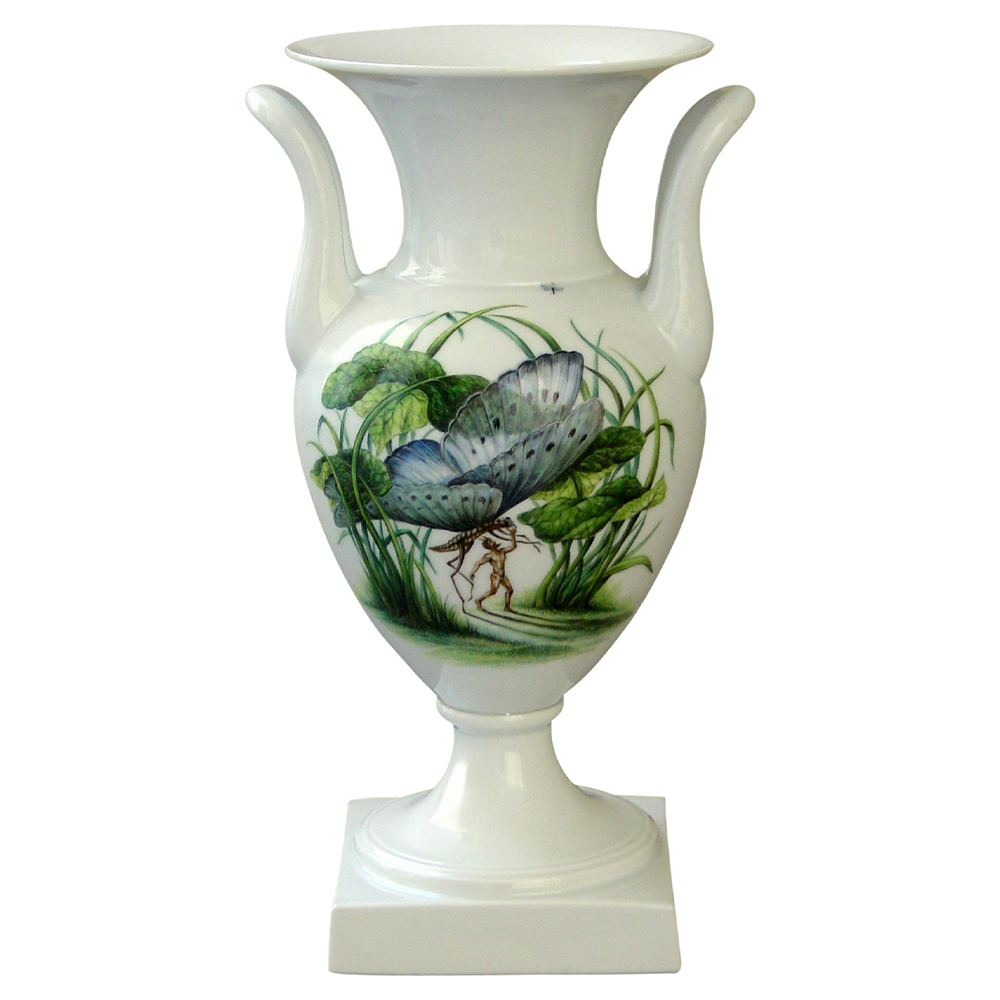 Handle vase ☀ Pan's sunken garden Ludwigsburg Manufactory Porcelain with genuine free hand painting