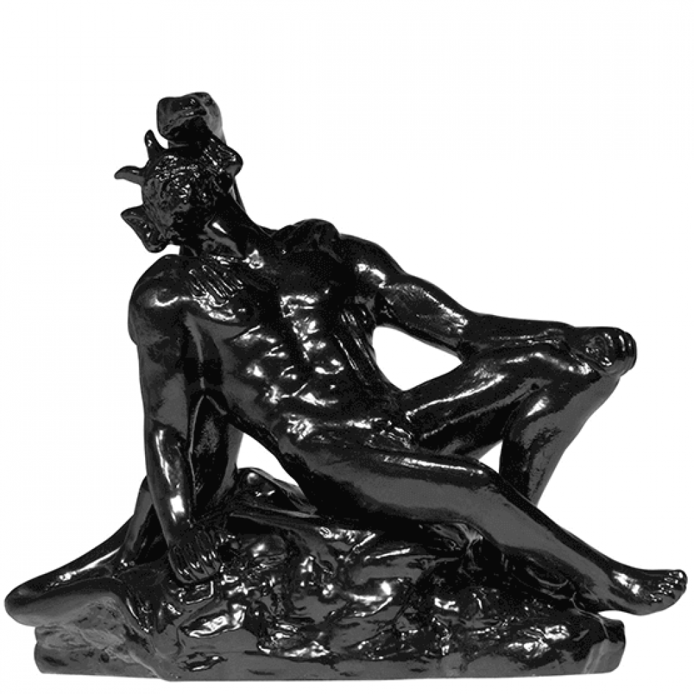 Porcelain figurines ✹ Pan lying, black porcelain